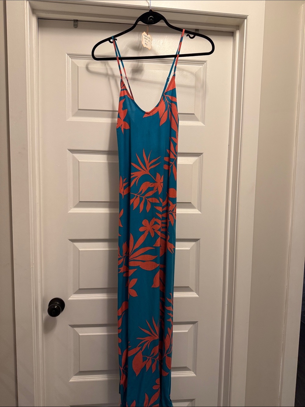 Women's Teal Floral Slip Maxi Dress